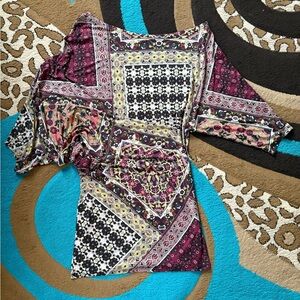 Lady Lol Paris Multicolor Asymmetrical Slouchy Patterned Top Dress